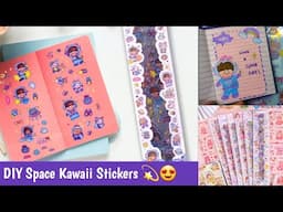 DIY Space Kawaii Stickers for journal ⚘ How to make stickers at home 😍 #craftersworld #journal #diy