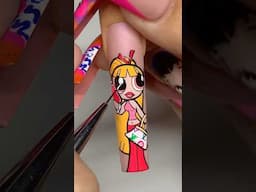 ❤️🧡Nail Tutorial: Powerpuff BLOSSOM😍 Try to paint this! #nailart #nailtutorial #nails