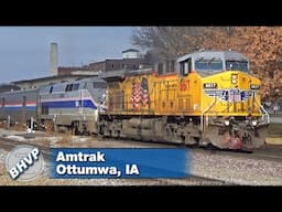 Union Pacific AC4400CW and Amtrak Heritage Unit 164 Lead the California Zephyr, Ottumwa, IA 12/28/24