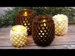 PORTAVELAS PIÑA TEJIDO A CROCHET🕯️🕯️