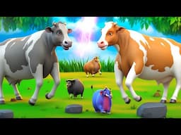 Epic Farm Battle: Black Cow vs White Cow Fight | Animal Fights Movie Compilation