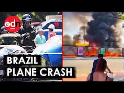 Terrifying Moment Plane Bursts Into Flames After Crashing on Busy Road in Brazil