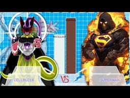 SUPERMAN VS CELLBUZER (Cell, Buu, Frieza) Power Level