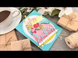 A Sweet Surprise: Craft Your Own Cake Birthday Card | Papertrey Ink - In Stitches: Cake Builder