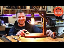 Great Woodworking Project, Rustic Lamp With Some Joinery, Walnut and Antique Brass Fittings.