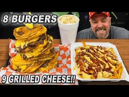 This 8-Patty Hooligan Burger Challenge in Kentucky Has 9 Grilled Cheese Sandwich Buns!!