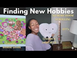 FINDING NEW HOBBIES 🎨🕯🧶 (lowering screen time) | Crochet, Coloring Books, Candle Painting