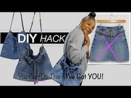 How to refashion An Old Mini Denim into Cute Denim Bag | DIY Upcycle