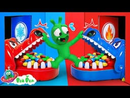 PeaPea Faces Hot Crocodile and Cold Crocodile - Funny Cartoon for Kids