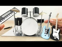 DIY Miniature Musical Instruments (guitar, drums, piano, microphone)