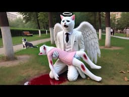 Angel Cat Cuts Wings👼 to Save Beautiful Cat!😿 #cat #cute #ai #catlover #catvideos #cutecat #kitten