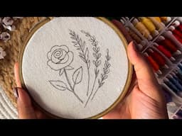 Rose and lavender embroidery tutorial || Embroidery video || Embroidery for Beginners-Let’s Explore