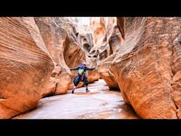 Vanlife in freezing temperatures | Exploring FROZEN and MUDDY slot canyons in Utah