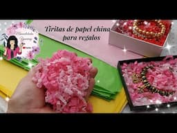 PAPEL CHINA EN TIRITAS PARA ADORNAR CAJAS O BOLSAS DE REGALO🎁