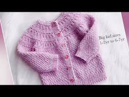 Easy Knit Elena Cardigan Sweater, Coat, Jacket | Moss Stitch | Toddler Sizes | Tutorial LEFT HAND