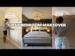 Bedroom Makeover | Adding character with panelling and coving | Cosy, warm, neutral tones