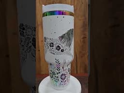 Lasered Tumbler Flower Horse