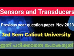 Sensors and Transducers 3rd semester question paper november 2023 Calicut University