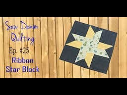 Denim Ribbon Star Quilt Block Tutorial