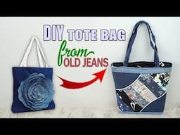 DIY Turn old jeans into a tote bag within a few minutes - Guide to recycle old jeans