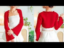 Crochet Bell Sleeves Shrug Tutorial | Chenda DIY