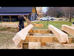 Cutting A Curve In a Giant Timber // Collar Tie Timber Frame House Ep. 10