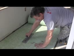 Uncoupling membrane installation on concrete and plywood subfloor