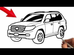 How to draw a TOYOTA LAND CRUISER easy step by step - How to draw a car very easy