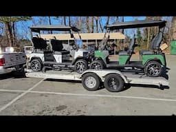 How to load two Denago Rover XL 4-passenger city cart on an 18-foot flatbed trailer