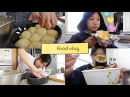 food vlog🍞 | lots of Korean speaking, making bread for the first time, drinking with family