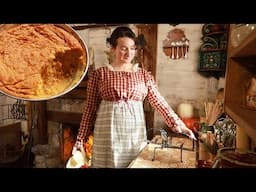 Cooking a Humble Thanksgiving Dinner 200 Years Ago - 1820 |Roast Meat, Sweet Potato Pudding ASMR|