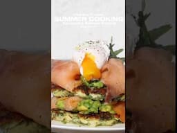 Corn 🌽 & Miso Fritters with smashed avocado and the perfect poached egg 🥚 #breakfast