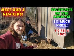 MEET OUR NEW KIDS! 1st GOATS BORN ON THE LANDING! | goat, couple builds, homesteading, off-grid |