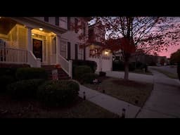 Autumn Sunset Walk Through American Neighborhoods | Nature Sounds for Sleep and Study