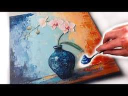 TEXTURED Orchid Using a PALETTE KNIFE! Easy Skills + Stunning Results! | AB Creative Art Tutorial