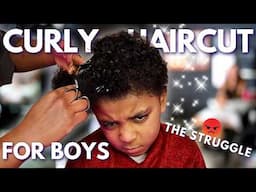 Boy's Curly Natural Haircut At Home