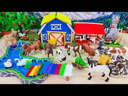 1 Hour of The Most Satisfying Build Mountain Farm Diorama - Barn for Cow, Horse - Miniature Farm