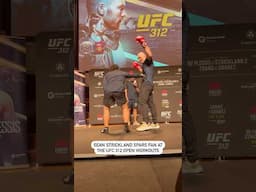 Sean Strickland spars fan at the #UFC312 open workouts in Sydney