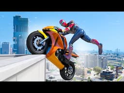 IRON Spiderman Gameplay Funny Fails in GTA 5 - Spider-man Motorcycle Crash (Euphoria Ragdolls) #15