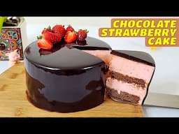 You Would Love This Simple Elegant Chocolate Glazed Strawberry Mousse Cake [Subtitles] HNC Kitchen