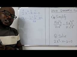 Quadratic equation | Question 1 Internal 2024 P2