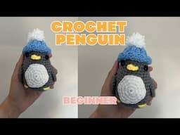 Crochet PENGUIN with HAT Animal Tutorial for Beginners, Step by Step Tutorial, How to Crochet