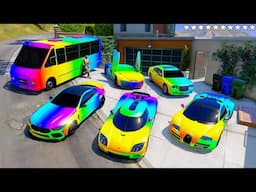 GTA 5 - Stealing RAINBOW Luxury Cars with Franklin! (Real Life Cars #26)