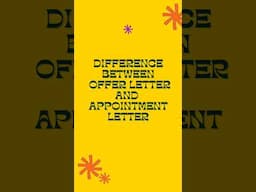 Difference between offer letter and an appointment letter #offerletter #appointmentletter #job