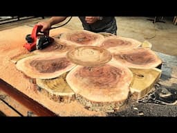 Proficient In Using Woodworking Machines - Many Tables Are Made From Not-So-Large Tree Trunks