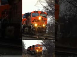 3 BNSF engines pull big tanker train.