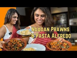 Naadan prawns and pasta Alfredo | kitchen tales by Neethu