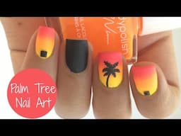 Sunset Gradient + Palm Tree Nail Art