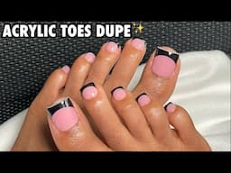 Acrylic Toes Dupe | Novo Ovo Sharp Square Pre Made Black French Tip Toes | Press on Toe Nails