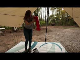 Solo female tent camping in an old coleman tent